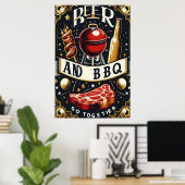 Bier en BBQ gaan samen Poster (Thuiskantoor)