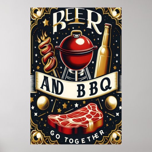Bier en BBQ gaan samen Poster (Voorkant)
