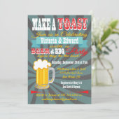 Bier en BBQ Party Koppels Douche Uitnodiging (Staand voorkant)