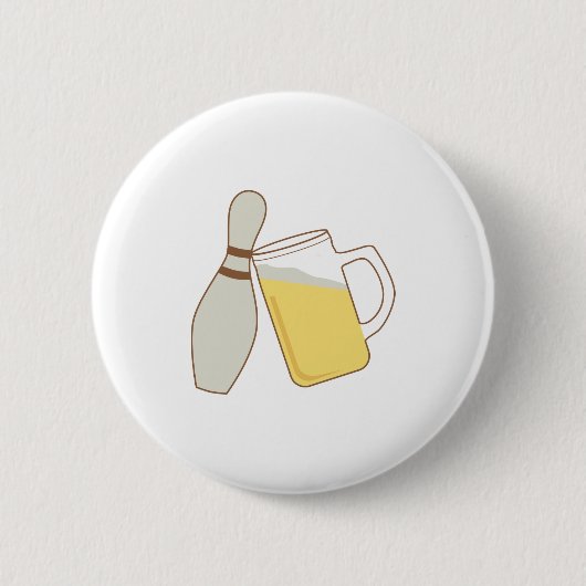 Bier en Bowling Ronde Button 5,7 Cm (Voorkant)