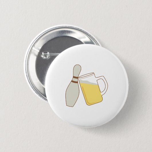 Bier en Bowling Ronde Button 5,7 Cm (Voorkant /achterkant)
