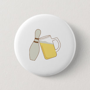Bier en Bowling Ronde Button 5,7 Cm