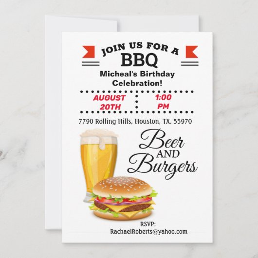 Bier en brandweermannen BBQ - uitnodiging van afge (Voorkant)