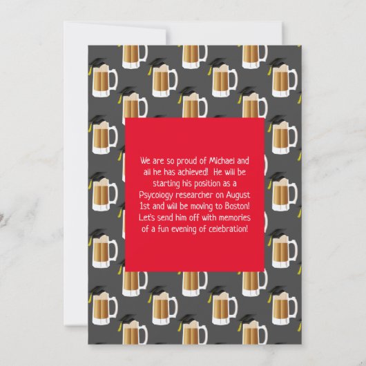 Bier en Brews Uitnodiging van de Graduation Party  (Achterkant)