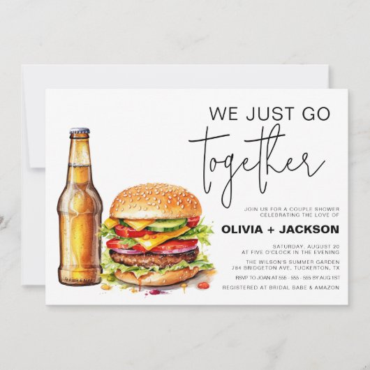 Bier en Burger Grappige Casual Koppels Douche Kaart (Voorkant)