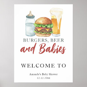 Bier en burgers baby shower poster