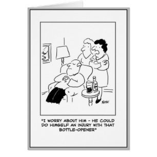 Bier en Cartoon voor openen van de fles Letsel.