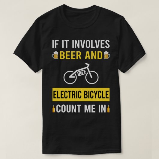 Bier en elektrische fiets E fiets eBike T-shirt (Design voorkant)