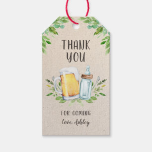 Bier en flesjes Baby shower Greenery Dank u Cadeaulabel