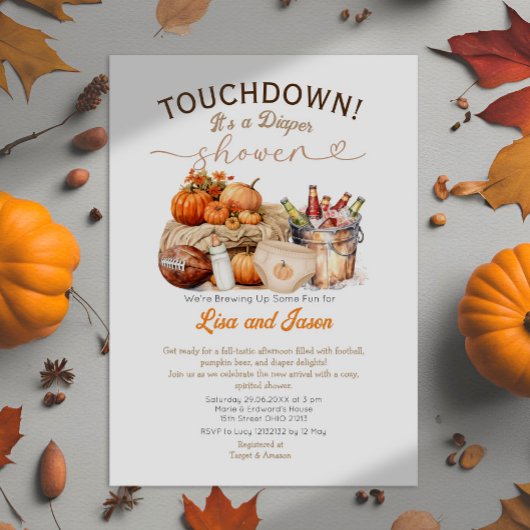 Bier en Football Pompoen Herfst Luierdouche Kaart