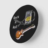Bier en gitaarklok ronde klok (Hoek)
