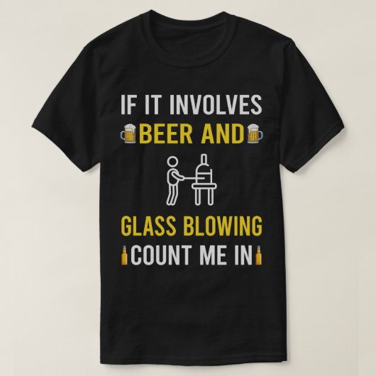 Bier en glas blaasventilator glasblazer t-shirt (Design voorkant)