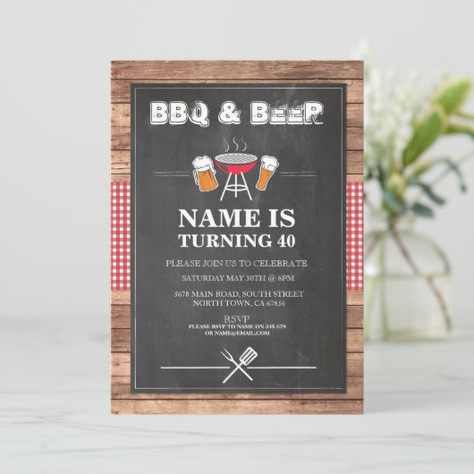 Bier en kaas BBQ Birthday Party ELKE LEEFTIJD Uitn Kaart (Staand voorkant)