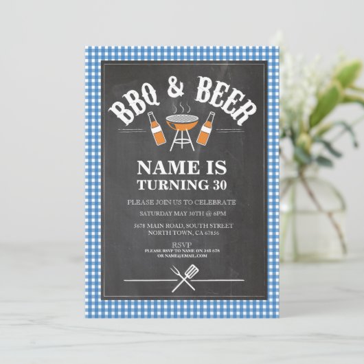 Bier en kaas BBQ Birthday Party ELKE LEEFTIJD Uitn Kaart (Staand voorkant)