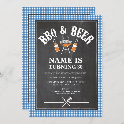 Bier en kaas BBQ Birthday Party ELKE LEEFTIJD Uitn Kaart (Voorkant / Achterkant)