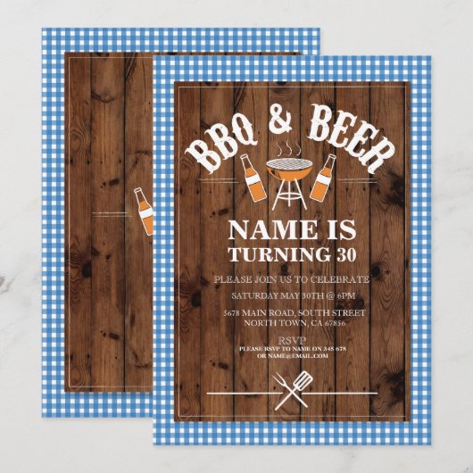 Bier en kaas BBQ Birthday Party ELKE LEEFTIJD Uitn Kaart (Voorkant / Achterkant)