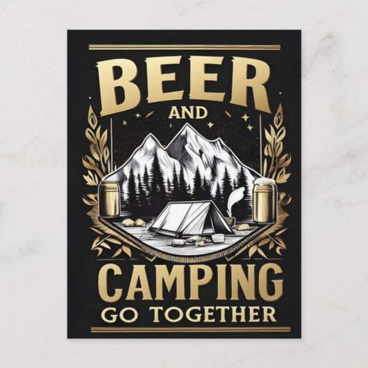Bier en kamperen gaan samen briefkaart (Voorkant)