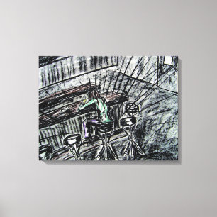 Bier- en linthoutskool met lege gereedschappen canvas afdruk