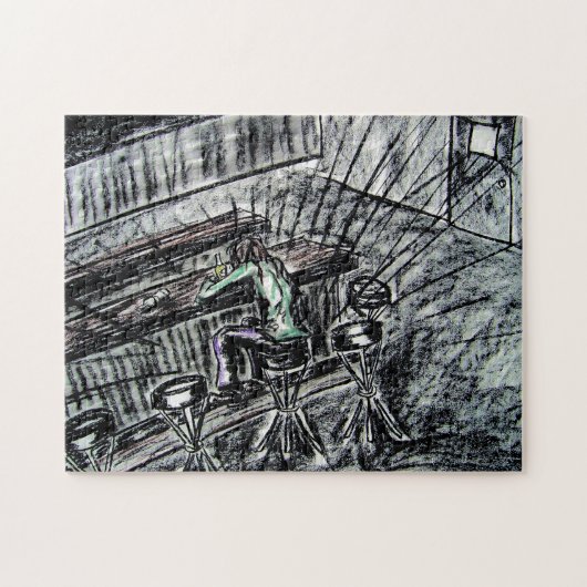 Bier- en linthoutskool met lege gereedschappen legpuzzel (Horizontaal)