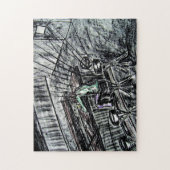 Bier- en linthoutskool met lege gereedschappen legpuzzel (Verticaal)