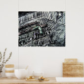 Bier- en linthoutskool met lege gereedschappen poster (Keuken)