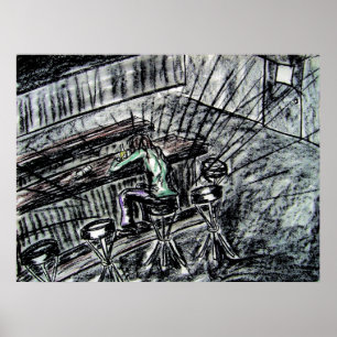 Bier- en linthoutskool met lege gereedschappen poster