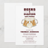 Bier en Luier Baby Shower Feestje Kaart (Voorkant / Achterkant)