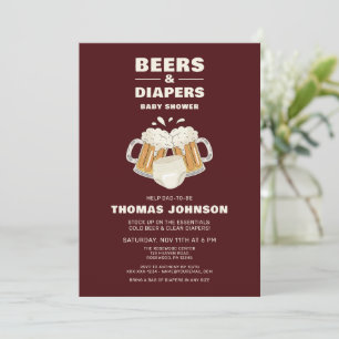 Bier en Luier Baby shower Party Kaart