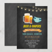 Bier en luier verjaardagsdouche uitnodiging (Voorkant / Achterkant)