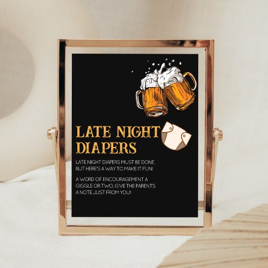 Bier en Luiers Baby shower Late Night Luiers Poster
