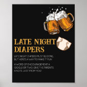 Bier en Luiers Baby shower Late Night Luiers Poster (Voorkant)