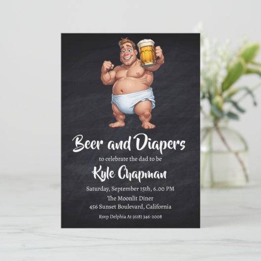 Bier en luiers mannen kaart (Staand voorkant)