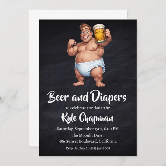 Bier en luiers mannen kaart (Voorkant / Achterkant)