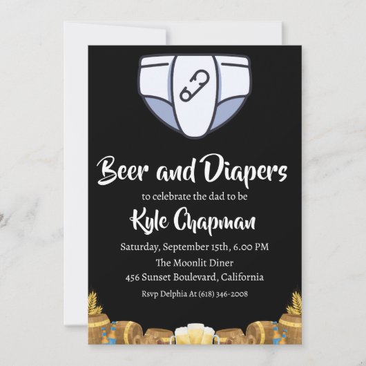 Bier en luiers mannen kaart (Voorkant)