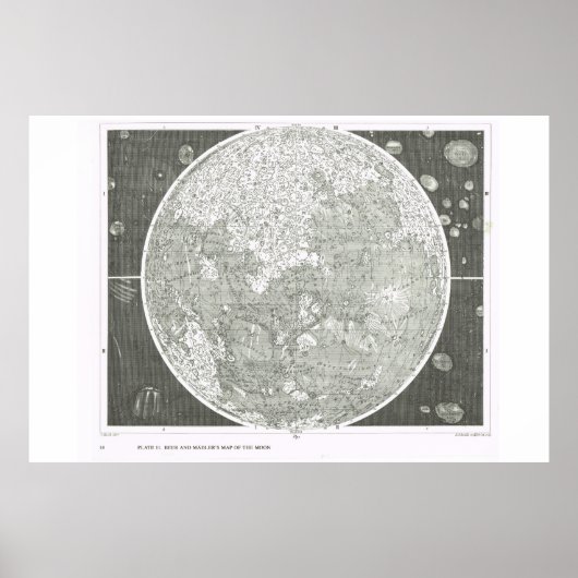Bier en Madler's kaart van de maan Poster (Voorkant)