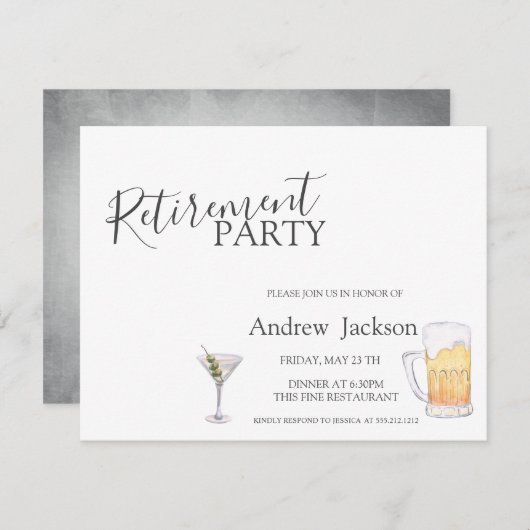 Bier en Martini Pensioen Partij Kaart (Voorkant / Achterkant)