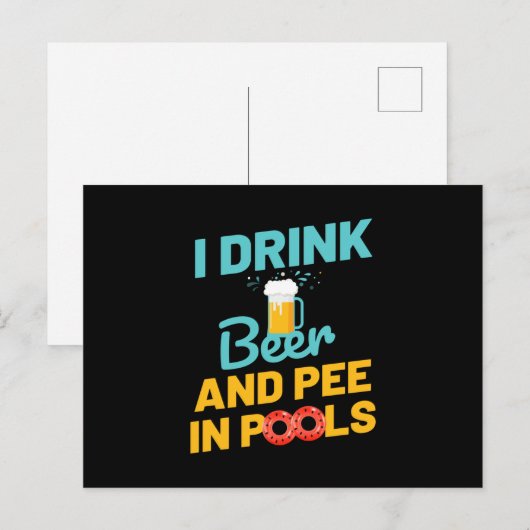 Bier en peul in zwembollen briefkaart (Voorkant / Achterkant)