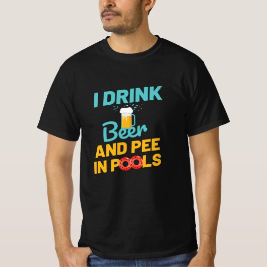 Bier en peul in zwembollen t-shirt (Voorkant)