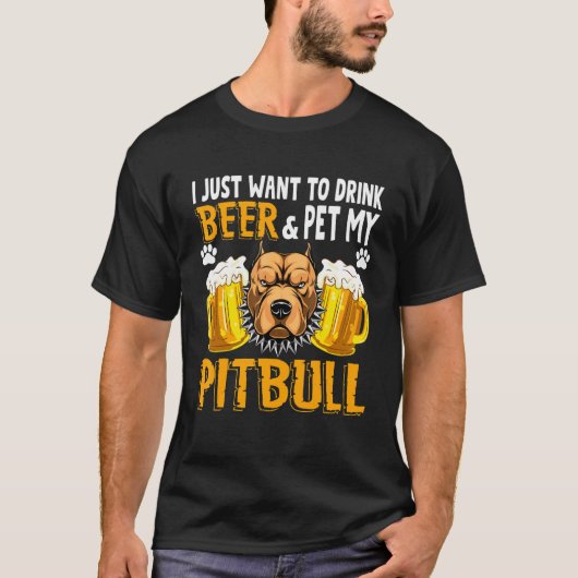 Bier en Pitbull  Hondenmoeder Honden vader  Idee T-shirt (Voorkant)