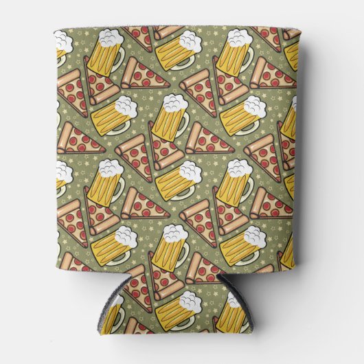 Bier en Pizza Grafisch Blikjeskoeler (Voorkant)
