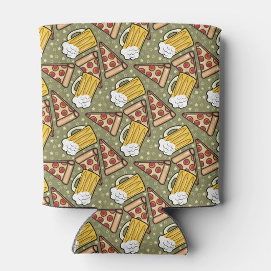 Bier en Pizza Grafisch Blikjeskoeler (Achterkant)