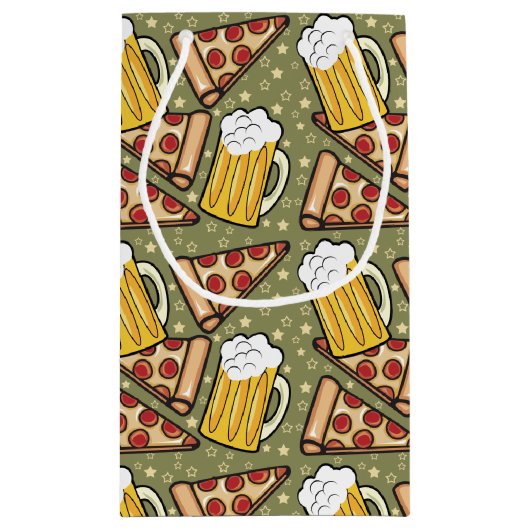Bier en Pizza Grafisch Klein Cadeauzakje (Achterkant)