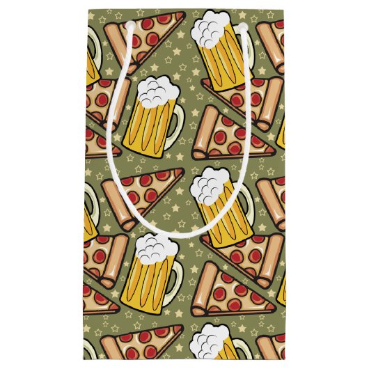 Bier en Pizza Grafisch Klein Cadeauzakje (Voorkant)