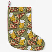 Bier en Pizza Grafisch Kleine Kerstsok (Voorkant)