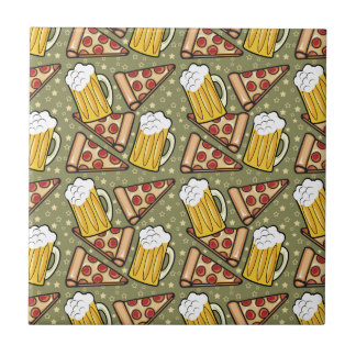 Bier en Pizza Grafisch Tegeltje