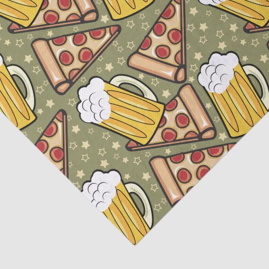 Bier en Pizza Grafisch Tissuepapier (Detail)