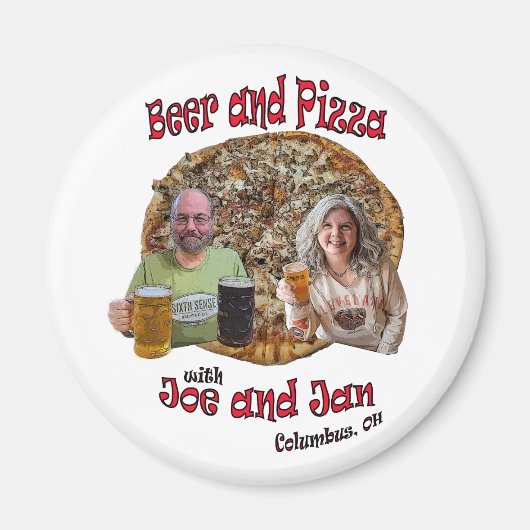 Bier en pizza met Joe en Jan - Magnet (Voorkant)