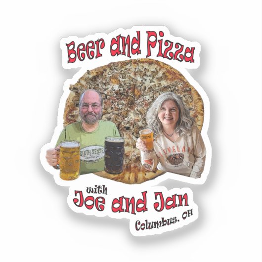 Bier en pizza met Joe en Jan - Vinyl Sticker (Voorkant)