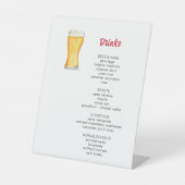 Bier en Pizza Party Drinken Menu Reclamebord Met Voetstuk (Voorkant)