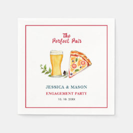Bier en Pizza Perfect Pair Engagement Party Servet